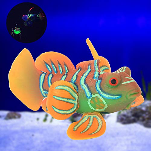 eecoo Realistic Fake Fish Aquarium Fish Tank Artificial Simulation Luminous Ocean Tropical Angel Fish Aquarium Ornament Landscape Decoration (Orange)