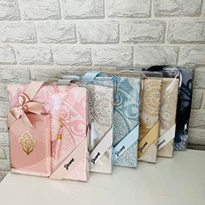 Muslim Prayer Rug, Yaseen Surah Pocket-Size Book & Prayer Beads Set, Perfect Islamic Gift I Mawlid Gift I Suitable for Men, Women I Soft Prayer Rug | Islamic Ramadan Eid Gifts, (Pink, 1 Sets) - color: Pink, size: 1 Sets