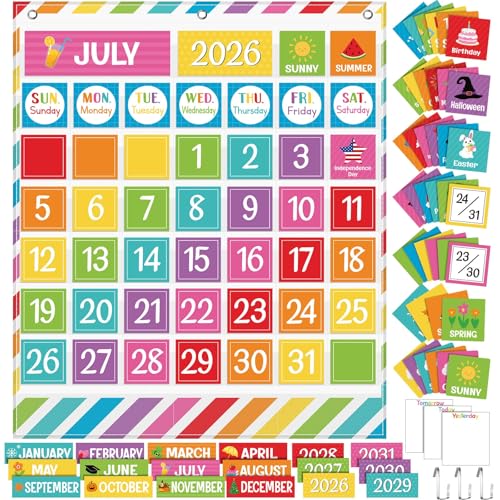 Sinload Classroom Calendar Pocket Chart White, Multicolor - color: White, style: Multicolor