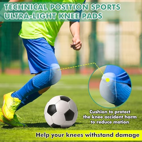 HooLing 8 Pcs Football Knee Pads for Youth, Skill Positions Sports Ultra Light Knee Sleeve for School Team Boys Girls Anti Collision Basketball Volleyball Soccer Cycling Wrestling Protector - size: Youth