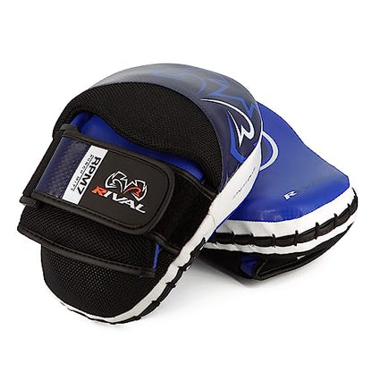 RIVAL Boxing RPM7 Fitness Plus Punch Mitts - Curved Striking Surface, Hook and Loop Wrist, Ergonomic Fit, and Padded Finger Protector - color: Navy/White