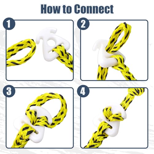 Tube Connector Boat Tow Rope, Quick Connect Tubing Ropes for 1-4 Rider - size: 1 pack