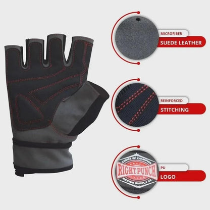 Karate Taekwondo Martial Arts Sparring Gloves, Half Finger, for Kickboxing and Punch Bag Training MMA - size: X-Large