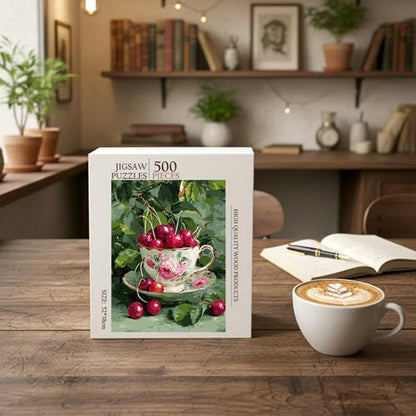 Cherries Food Jigsaw Puzzle - 500 Pieces Wooden Puzzle for Adults, Wall Art Gift, Finished Size: 20 x 15 Inch - color: Cherries - 500 Pieces