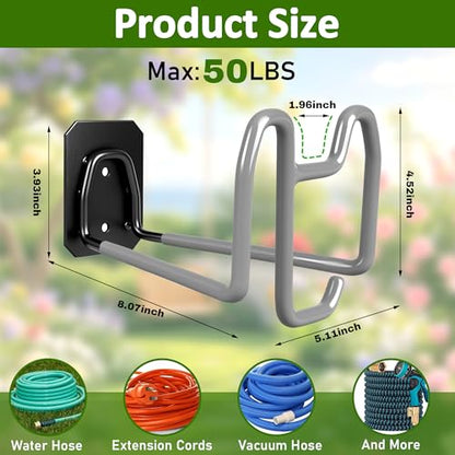 Garden Hose Holder with Hook - Heavy Duty Garden Hose Hanger with Sprayer Storage Design, Wall Mount Water Hose Storage for Outside Yard Lawn and Garage - color: 1pc Gray