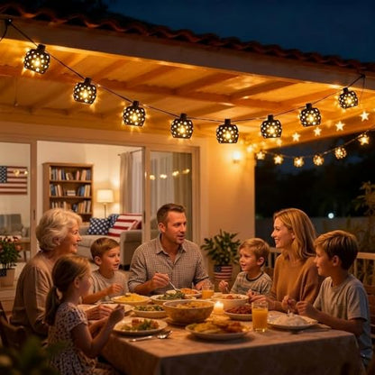 Vigdur Lantern String Lights, 10 G40 Bulbs Star String Lights, 11FT - color: Star Lantern