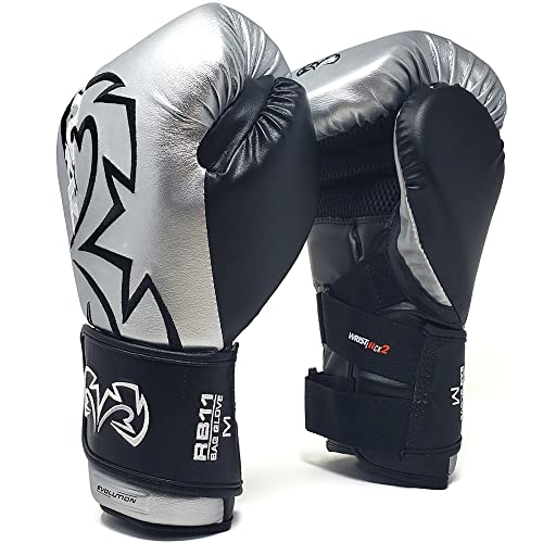 RIVAL Boxing RB11 Evolution Heavy Bag Gloves, with a High-Density, Power-Transmitting Foam and Microfiber Outer - color: Silver, size: Medium