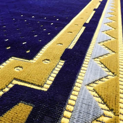 Muslim Prayer Rug, Soft Plush Thin Islamic Prayer Mat, Janamaz, Sajada, Praying Carpet, Islamic Gift, Foldable Portable Turkish Prayer Mat for Men&Women, Lightweight Travel Prayer Rug, 26"x43" - color: Taif / Navy