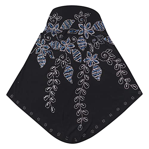 RARITYUS Women Bling Rhinestone Pearl Instant Scarf Muslim Hijab Fashion Shawl Head Wrap Turban Cap with Flower Accent - color: Z Color 4
