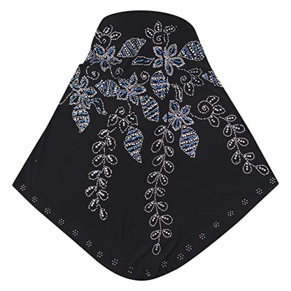 RARITYUS Women Bling Rhinestone Pearl Instant Scarf Muslim Hijab Fashion Shawl Head Wrap Turban Cap with Flower Accent - color: Z Color 4