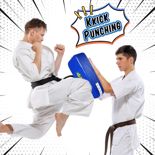HyDren 2 Pcs Boxing Pad Set for Kids Blue Dragon Punching Mitts and Kicking Pads for Youth Teen Kickboxing Taekwondo Karate MMA Sparring Training Equipment Boys Girls Ages 3-14