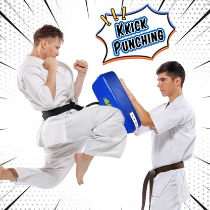 HyDren 2 Pcs Boxing Pad Set for Kids Blue Dragon Punching Mitts and Kicking Pads for Youth Teen Kickboxing Taekwondo Karate MMA Sparring Training Equipment Boys Girls Ages 3-14