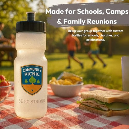 50 Strong | Custom Water Bottles, 24-Pack, 22 oz, Personalized, Logo Ready - color: Custom