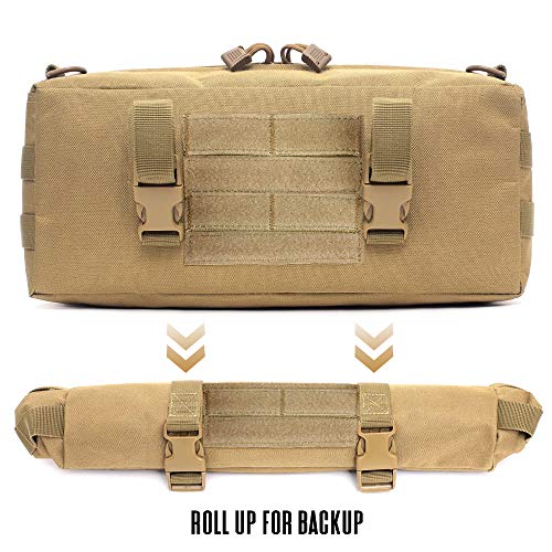 WYNEX Large Molle Pouch, Tactical Molle Bag Vertical Admin Pouch, Modular Utility Pouch Increment Side Pouch for Tactical Backpack Molle Rucksack Attachment, with Shoulder Strap For Use as Sling Bag - color: Khaki (upgraded) - 2 Packs