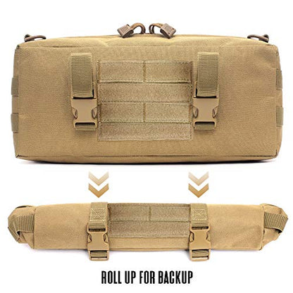 WYNEX Large Molle Pouch, Tactical Molle Bag Vertical Admin Pouch, Modular Utility Pouch Increment Side Pouch for Tactical Backpack Molle Rucksack Attachment, with Shoulder Strap For Use as Sling Bag - color: Khaki (upgraded)