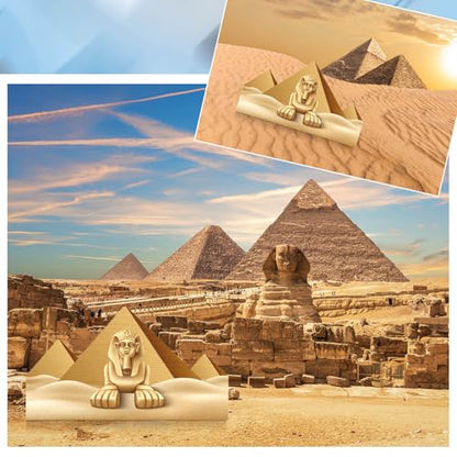 Thyle 6.7 Feet Pyramid & Sphinx Cardboard Cutout Stand-up Life Size Travel the World Theme Party Decoration Backdrop Photo Props Ancient Egyptian Sphinx Pyramid Stand Up for Theme Party Supply - style: Pyramid & Sphinx