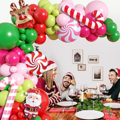 Christmas Arch Kit, Red Pink Green Latex Balloon Garland for Xmas Party - color: Christmas 1