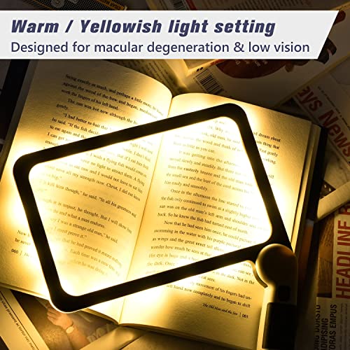 Magnifying Glass with Light, Page 5X Folding Handheld Rectangular Magnifier with 48 Lights for Reading Books & Close Work, Ideal Lighted Magnifying Gift for Low Visions - style: 5X