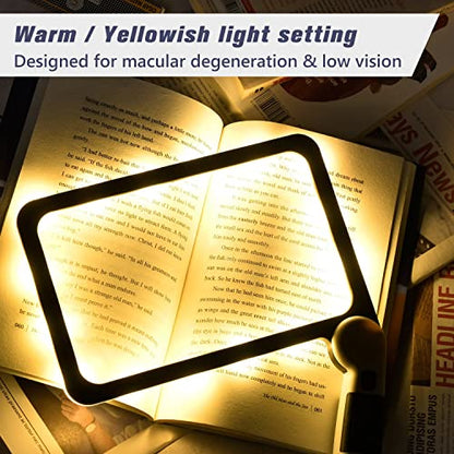 Magnifying Glass with Light, Page 5X Folding Handheld Rectangular Magnifier with 48 Lights for Reading Books & Close Work, Ideal Lighted Magnifying Gift for Low Visions - style: 5X