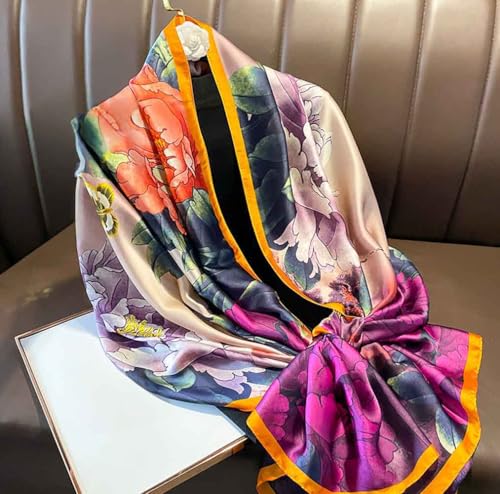 Xyueanlo Scarfs for Women Lightweight Scarves Fashion Print Floral Pattern Head Scarf Wraps Shawls - color: Flower Rose Red