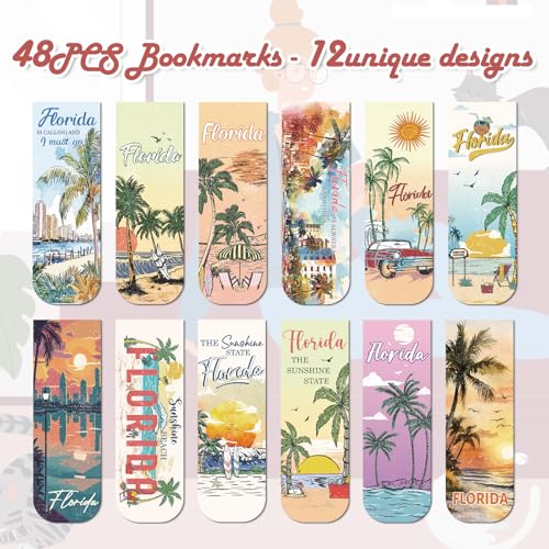Wxiben Florida Magnetic Bookmark Gifts - 48PCS Traveling City Magnetic Bookmarks USA City Book Marks Page Magnets Marker Clip for Women Book Lovers Traveler Students Teacher Florida Souvenirs Gift - style: Florida
