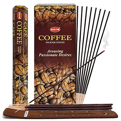 Coffee Incense Sticks and Incense Stick Holder Bundle Insence Insense Hem Incense Sticks - color: Coffee