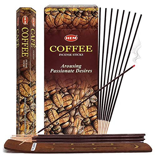 Coffee Incense Sticks and Incense Stick Holder Bundle Insence Insense Hem Incense Sticks - color: Coffee