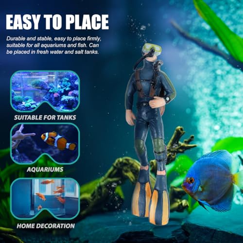 DOITOOL Diver Mini Model Aquarium Decoration Set 5.11X1.57X5.90In Fish Tank Ornament Lifelike Figurines for Fresh and Saltwater Aquatic Landscape