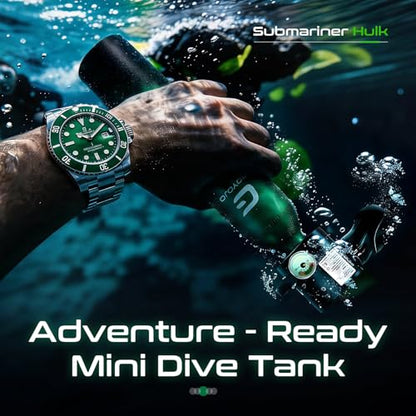 GOYOJO Mini Scuba Tank, Portable Diving Lung Air Tank with DOT Certified | Refillable Emergency Backup Pony Bottle for Snorkeling, Underwater Breathing, Training - color: 0.5L Submariner Hulk