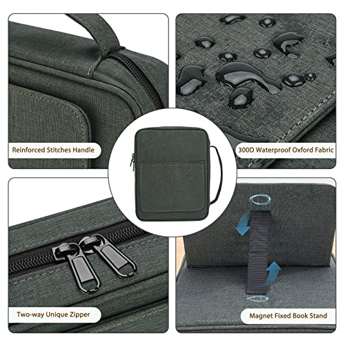 Bible Covers for Men & Women, Bible Case Carrying Church Bag with Book Stand, Bible Bag with Handle, Zipper and Multi-Pockets for Scripture Study Bible Protector