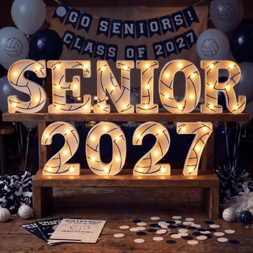 Honoson 10 Pcs Senior 2027 Volleyball Party Decoration Sport Theme Light - color: White, style: Game Time