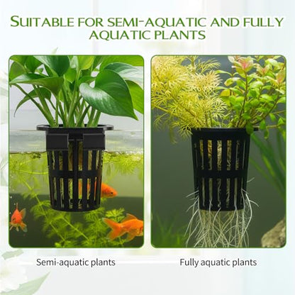 Xthrotsenk 2 Pcs Aquarium Plant Holder with 3 Size Hooks Hanging Fish Tank Plant Holder with 16 Hooks 4 Suction Cups for Fish Tank Cultivation Aquascape Decorations White Black
