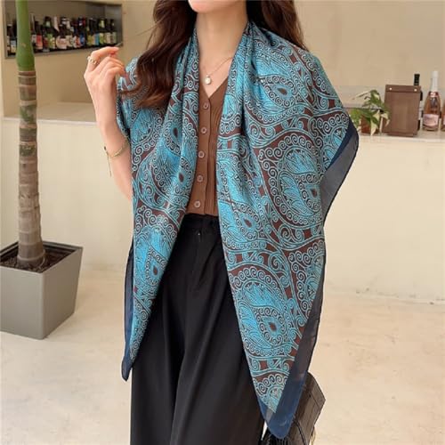 XL 43 Inch Extra Large Square Scarf Fashion Scarves Silk Feeling Hair Scarf Wrapping Scarfs Night Sleeping Headscarf - color: Ba103