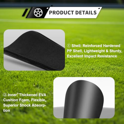 Extra Mini Soccer Shin Guards for Toddler, Kids, Youth & Adults | Ultra Lightweight Insert Small Shin Pads, Boys Girls Men Women, Shock-Absorbing Protection, 3.7×2.4 In, Training & Matches - color: Black