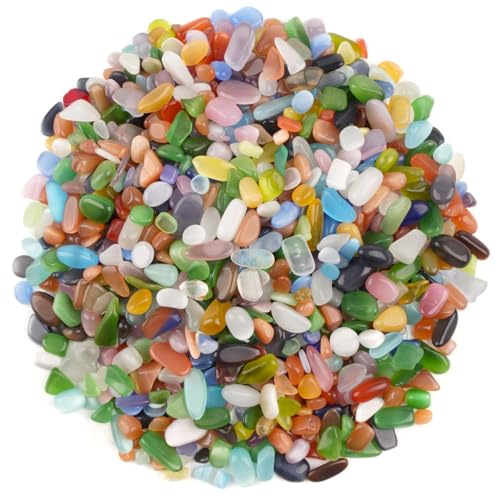 WAYBER Polished Crushed Rainbow Opal Decorative Gravel Stones, 2 Pounds | Toxin-free, Colorfast, Great for Reiki Healing, DIY Crafts, Vase Filler, Aquarium Landscaping & Planter Décor - color: Colorful Opal, size: 2 Pounds