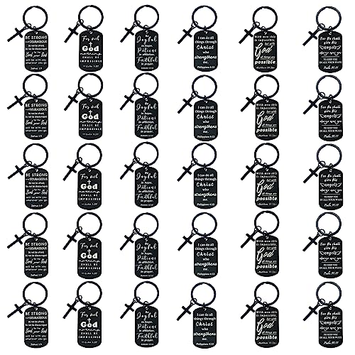 kilofly Christian Inspirational Bible Verse Keychain Gift Cross Charm - style: Faith-black-30
