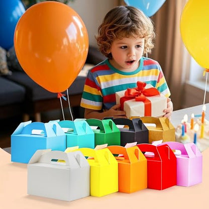 Papertide Brown Gable Box with Handles, 30 Pack 9.45×5×5 inch Sturdy Colorful Cardstock treat Boxes for Christmas Birthday Party Favors, Premium Presentation Boxes with Lids - color: Brown