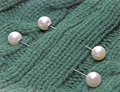 Pearl Brooches Pins Penta Angel 4 Pieces Sweater Shawl Clip Clasp Faux Pearl Safety Pins for Women Shirts Blouse Cinch Dresses Cardigan Collar Pants (White) - color: White