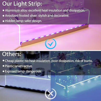 16" Acrylic Display Organizer with LED, Perfume Organizer for Women, 2 Pack | 3-Tier Cologne Organizer for Men, Perfume Stand and Display Step Shelves Holder, Clear Riser, Figures Stand, Dessert Shelf