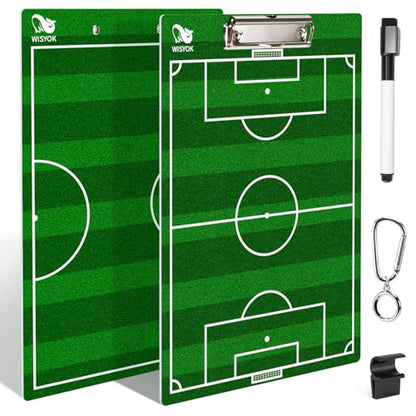 WISYOK Double-Sided Soccer Coaching Clipboard, Premium Dry Erase Tactical Board for Coaches, Ideal Coach Gift - style: Soccer