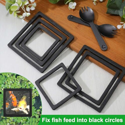 6PCS Aquarium Floating Plant Corral, Square Black EVA Fish Feeding Ring Set, Fish Tank Accessories for Mini Betta Tank, Floating Plants Holder|Feeder|Corral - style: 6 Square