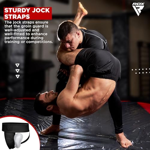 RDX Groin Protector Cup Men, Boxing Kickboxing MMA Muay Thai Sparring Groin Guard, Ventilated Adjustable,Karate Fighting Training, Underwear Jiu Jitsu BJJ Protection, Boys Youth - color: Black, size: Medium