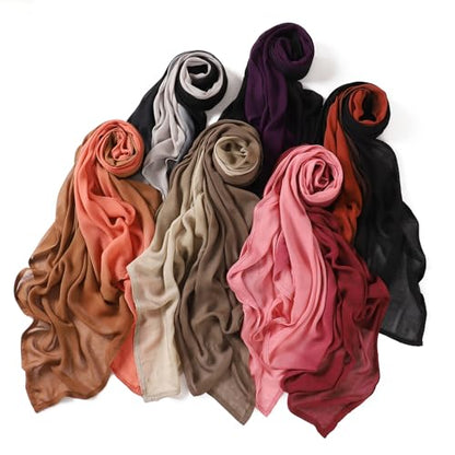 Txmout Ombre Modal Hijab Scarf for Women Muslim, Soft Lightweight Headscarf - color: Dark Pink - Light Pink