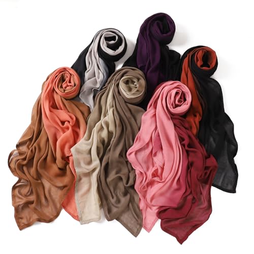 Txmout Ombre Modal Hijab Scarf for Women Muslim, Soft Lightweight Headscarf - color: Black - Copper Orange