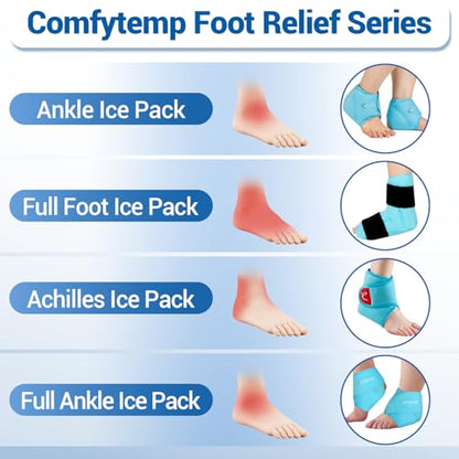 Comfytemp Ankle Foot Ice Pack Wrap for Plantar Fasciitis Relief, Ankles Brace for Sprain, Heel Spur, Swelling, Achilles Tendonitis, Cold Bag for Injuries Reusable, Hot Cold Compress, 1 Pack (Blue) - size: Blue Large(1 Pack)