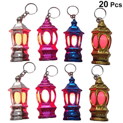 Uonlytech 20pcs Mini Keychain Flashlights LED Pocket Ramadan Lantern Keyring Light Lamp Islam Eid Gift for Bag Handbag Purse (Random Color)