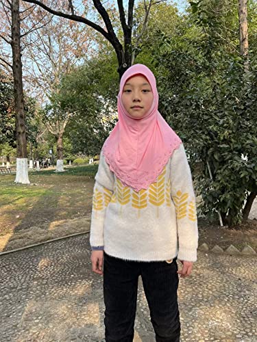Girls Hijab with Rhinestones – Sparkly Non-Slip Amira Scarf for Kids, for Daily Prayer, School, Ramadan & Eid (Ages 4-12) - color: Pink