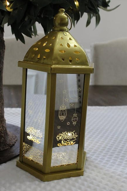 Eid New Year Mubarak Alaykom Al Shahar Ramadan Lantern - Perfect for Gifting, Housewarming, Wedding, Decoratives, Stylish Home Festive Muslim Durable Lightning Occasions
