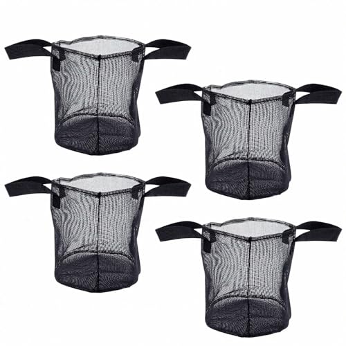 Fabater 4PCS Aquatic Plant Pots, Reusable PVC Pond Planting Bags with Sturdy Handles, Aquatic Plant Baskets, Grow Bags for Island Live Aquarium Flowers, Convenient to Storage (Round) - size: Round