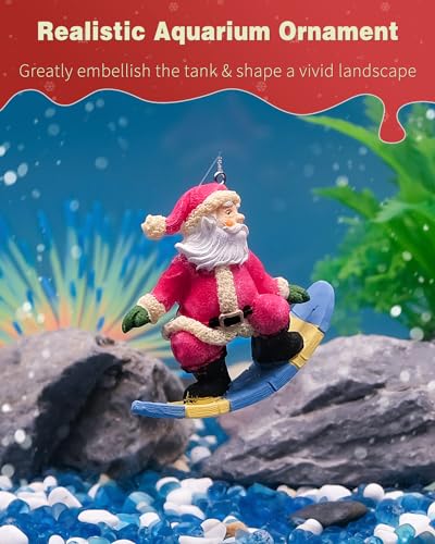 Uniclife Floating Santa Claus Fish Tank Decoration, Resin Christmas Aquarium Ornament with Hollow Ball for Holiday Aquarium Décor